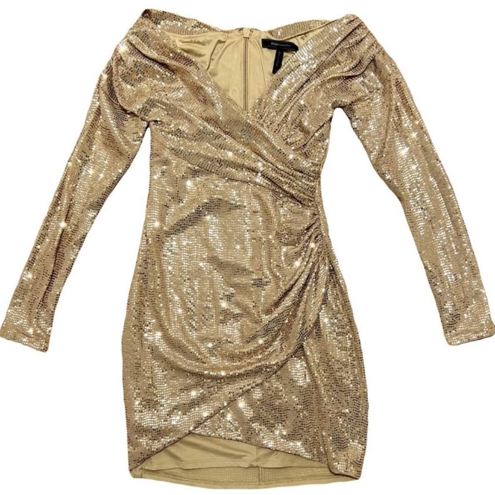BCBGeneration size medium holiday/event Elegant Gold Sequin Dress EUC